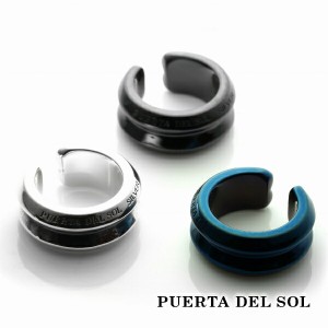 PUERTA DEL SOL 刻印 ダブルストレート イヤーカフ シルバー950 チタンコーティング ユニセックス シルバーアクセサリー 銀 SV950 ブリタ