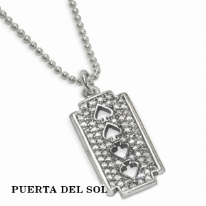 PUERTA DEL SOL パンクファッション カミソリ ネックレス(チェーン付き) ジルコニア シルバー950 ユニセックス シルバーアクセサリー 銀 