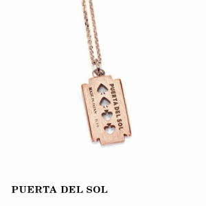 PUERTA DEL SOL パンクファッション カミソリ ネックレス(チェーン付き) ピンクゴールド K10 10金 ユニセックス ゴールドアクセサリー チ