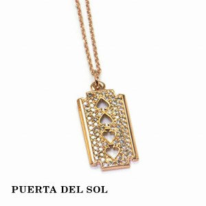 PUERTA DEL SOL パンクファッション カミソリ ネックレス(チェーン付き) ピンクゴールド K10 10金 ユニセックス ゴールドアクセサリー チ