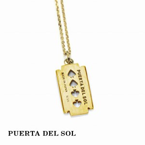 PUERTA DEL SOL パンクファッション カミソリ ネックレス(チェーン付き) イエローゴールド K18 18金 ユニセックス ゴールドアクセサリー 