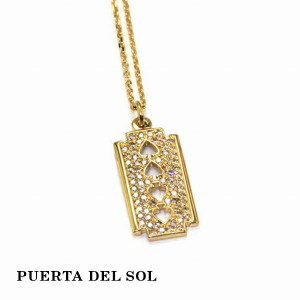 PUERTA DEL SOL パンクファッション カミソリ ネックレス(チェーン付き) イエローゴールド K18 18金 ユニセックス ゴールドアクセサリー 