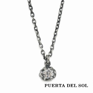 PUERTA DEL SOL 唐草 ストーン 小ぶり ネックレス(チェーン付き) 50cm ホワイトトパーズ シルバー950 ユニセックス シルバーアクセサリー