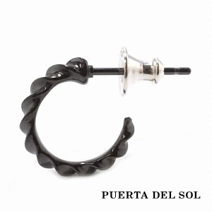 PUERTA DEL SOL ブラック インパラホーン フープピアス ブラック シルバー950 チタンコーティング ユニセックス シルバーアクセサリー 銀