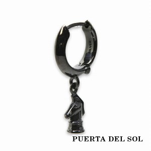 PUERTA DEL SOL ナイト ブラック 開閉式 フープ ピアス ブラック シルバー950 チタンコーティング ユニセックス シルバーアクセサリー 銀