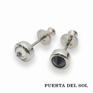 PUERTA DEL SOL 大ぶり ストーン ポイント ピアス ブラックジルコニア シルバー950 ユニセックス シルバーアクセサリー 銀 SV950 ブリタ