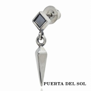 PUERTA DEL SOL ヘマタイト スクエア 立体的 スタッズ スウィング ピアス シルバー950 ユニセックス シルバーアクセサリー 銀 SV950