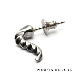 PUERTA DEL SOL インパラホーン ピアス シルバー950 チタンコーティング ユニセックス シルバーアクセサリー 銀 SV950 ブリタニアシルバ