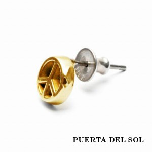 PUERTA DEL SOL 平和 ピースマーク ピアス イエローゴールド K18 18金 ユニセックス ゴールドアクセサリー ピアス イヤリング 人気 ブラ