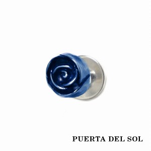 PUERTA DEL SOL 開花 薔薇 小ぶり ピアス ブルー シルバー950 チタンコーティング ユニセックス シルバーアクセサリー 銀 SV950 ブリタニ