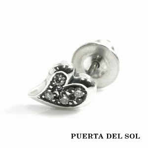 PUERTA DEL SOL ダイヤモンド ハート ピアス シルバー950 ユニセックス シルバーアクセサリー 銀 SV950 ブリタニアシルバー ピアス イヤ