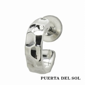 PUERTA DEL SOL ハンマーパターン オーソドックス フープ ピアス シルバー950 ユニセックス シルバーアクセサリー 銀 SV950 ブリタニアシ