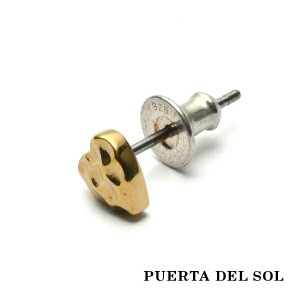 PUERTA DEL SOL ハンマーパターン ハート ピアス イエローゴールド K18 18金 ユニセックス ゴールドアクセサリー ピアス イヤリング 人気