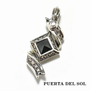PUERTA DEL SOL ヘマタイト ダイヤモンド スクエア リボン ペンダント(チェーンなし) シルバー950 ユニセックス シルバーアクセサリー 銀