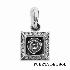 PUERTA DEL SOL Framed Rose ローズ ペンダント(チェーンなし) シルバー950 ユニセックス シルバーアクセサリー 銀 SV950 ブリタニアシル