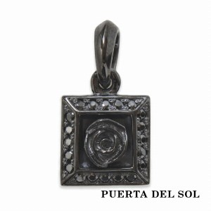 PUERTA DEL SOL Framed BlackRose ローズ ペンダント(チェーンなし) ブラック シルバー950 チタンコーティング ユニセックス シルバーア