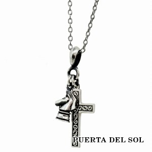 PUERTA DEL SOL Knight ScrollCross チェスナイト クロス ネックレス(チェーン付き) シルバー950 ユニセックス シルバーアクセサリー 銀 