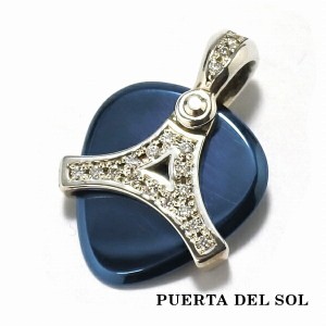 PUERTA DEL SOL ギターピック パヴェ ダイヤモンド ペンダント(チェーンなし) ブルー シルバー950 チタンコーティング ユニセックス