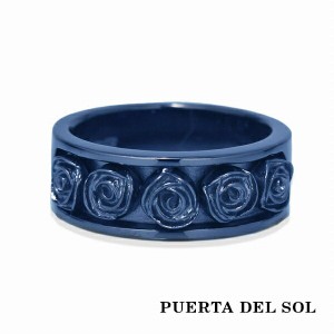 PUERTA DEL SOL Five Rose 花弁 ローズ 薔薇 バラ リング(7号〜23号) ブルー シルバー950 チタンコーティング ユニセックス シルバーアク