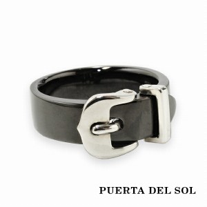 PUERTA DEL SOL ベルト バックル リング(7号〜23号) ブラック シルバー950 チタンコーティング ユニセックス シルバーアクセサリー 銀 SV