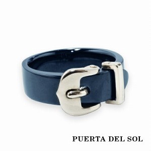 PUERTA DEL SOL ベルト バックル リング(7号〜23号) ブルー シルバー950 チタンコーティング ユニセックス シルバーアクセサリー 銀 SV95