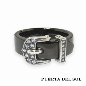 PUERTA DEL SOL ベルト バックル リング(7号〜23号) ブラック シルバー950 チタンコーティング ユニセックス シルバーアクセサリー 銀 SV