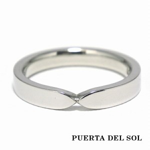 PUERTA DEL SOL シンメトリー デザイン 凸型 リング(5号〜23号) ホワイトゴールド K18 18金 ユニセックス ゴールドアクセサリー 指輪 メ