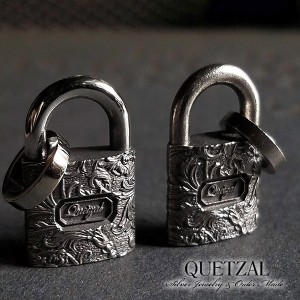 Quetzal パドロックペンダント ペンダントトップ チェーンなし ブランド シルバーペンダント ネックレス シルバー925 メンズ ケツァール