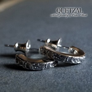 Quetzal スクロールCピアス シルバーピアス 1P 片耳用 ピアス メンズ 男性用 片耳 ブランド シルバー925 メンズ 男性用 フープ ハーフフ