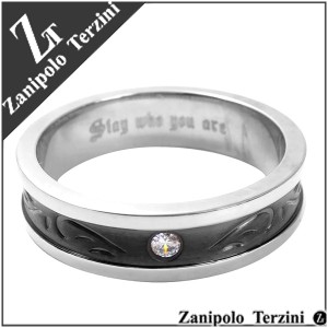 アラベスク 唐草 ブラック ライン サージカルステンレス リング（18〜22号) 【Zanipolo Terzini】   メンズ 指輪 シンプル