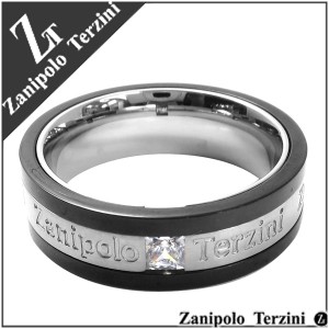 ホワイト ジルコニア ブランドロゴ サージカルステンレス リング（9〜15号) 【Zanipolo Terzini】  /メンズ 指輪 シンプル