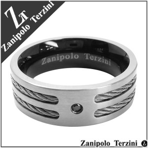 ワイヤーブラックジルコニアステンレスリング15〜23号【Zanipolo Terzini】指輪/メンズ/ステンレス/大きいサイズ/アレルギー/ブランド