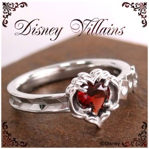 【Disney Villains ディズニーヴィランズ】ふしぎの国のアリス ハートの女王 ガーネット シルバーリング(7〜13号) 指輪 グッズ
