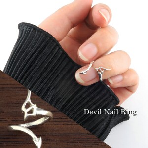 透かし 悪魔の羽 ネイルリング フリーサイズ 調節可能 シルバー925 リング 指輪 ピンキーリング ミディリング ファランジリング 爪