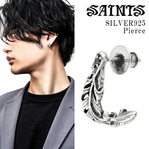 SAINTS セインツ フェザー ジルコニア ピアス 1P 片耳用 羽根 メンズ シルバーピアス シルバー925 シルバー シルバーアクセ ハーフフープ