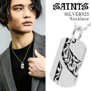 SAINTS セインツ アラベスク フロウ シルバーペンダント チェーン付き 唐草 ドッグタグ ネックレス ペンダント メンズ シルバー シルバー