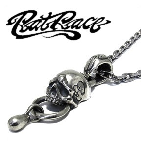 ★送料無料★クライングスカル【RAT RACE(ラットレース)】シルバーネックレス(チェーン付き) スカル ネックレス シルバー925 メンズ ネッ