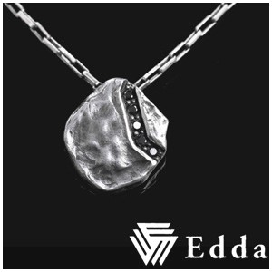 ナチュラルプレート ブラックジルコニアライン シルバーネックレス 【Edda/エッダ】 送料無料/メンズ 男性 ペンダント シンプル