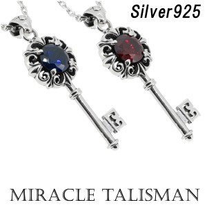 【MIRACLE TALISMAN】ジルコニア キー シルバーネックレス(チェーン付きペンダントトップ ペンダントヘッド) メンズ ネックレス ブランド