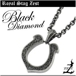 【Royal Stag】ダイヤモンド ホースシュー ブラック シルバーネックレス