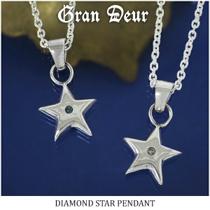 【GRAN DEUR】ダイヤモンドスターシルバーネックレス(チェーン付)/メンズ ネックレス シルバー ブランド