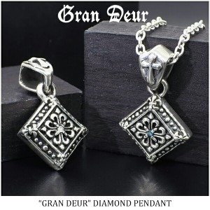 GRAN DEUR ダイヤモンド エンブレム シルバーネックレス(チェーン付)シルバー925/メンズ ネックレス ブランド