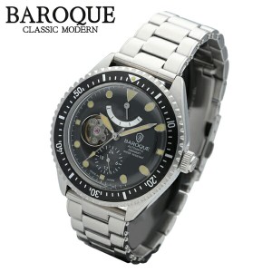 BAROQUE ブラック 腕時計 BA3006シリーズ ブランド ウォッチ BA3006S-02M 時計 メンズ 紳士 かっこいい 自動巻き スケルトン ステンレス