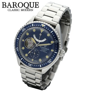 BAROQUE ブルー 腕時計 BA3006シリーズ ブランド ウォッチ BA3006S-03M 時計 メンズ 紳士 かっこいい 自動巻き スケルトン ステンレス 青