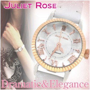 【JULIET ROSE/ジュリエットローズ】JUL108レザー シリーズ ホワイト/ピンクゴールド レディースウォッチ / ダイヤモンド
