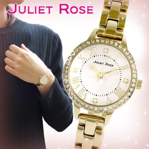 JULIET ROSE JUL-408シリーズ ゴールド 腕時計 スワロフスキー ステンレスバンド ブレスレット イエロー シンプル ジュリエット ローズ