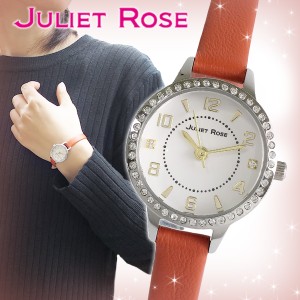 JULIET ROSE JUL-409シリーズ ホワイト ブラウン 腕時計 革ベルト スワロフスキー ブレスレット シンプル レザーベルト 革 ジュリエット