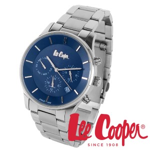 Lee Cooper 腕時計 ブランド ウォッチ lc6857.390 ネイビー×シルバー リークーパー 時計 メンズ 紳士 クォーツ ステンレスベルト