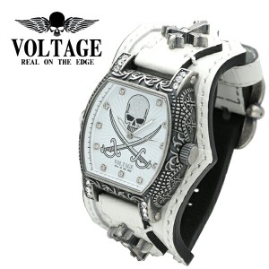 VOLTAGE ヴォルテージ CHURCH ホワイト 腕時計 メンズ ブランド 時計 腕 日本製 シチズン 革ベルト ベルト 革 クロス ドクロ 髑髏 骸骨