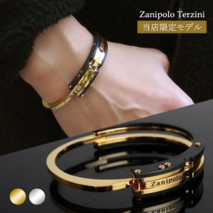 限定 Zanipolo Terzini ゴールド ブラックハンドカフ 手錠 バングル ブレスレット メンズ 男性 金 ザニポロタルツィーニ 金属アレルギー